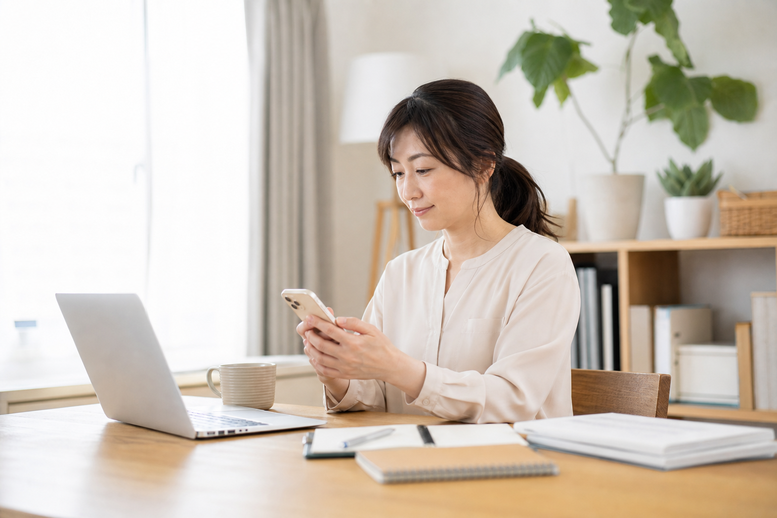 見守りながら働くための“気配を察知する仕組み”と道具の準備をする様子