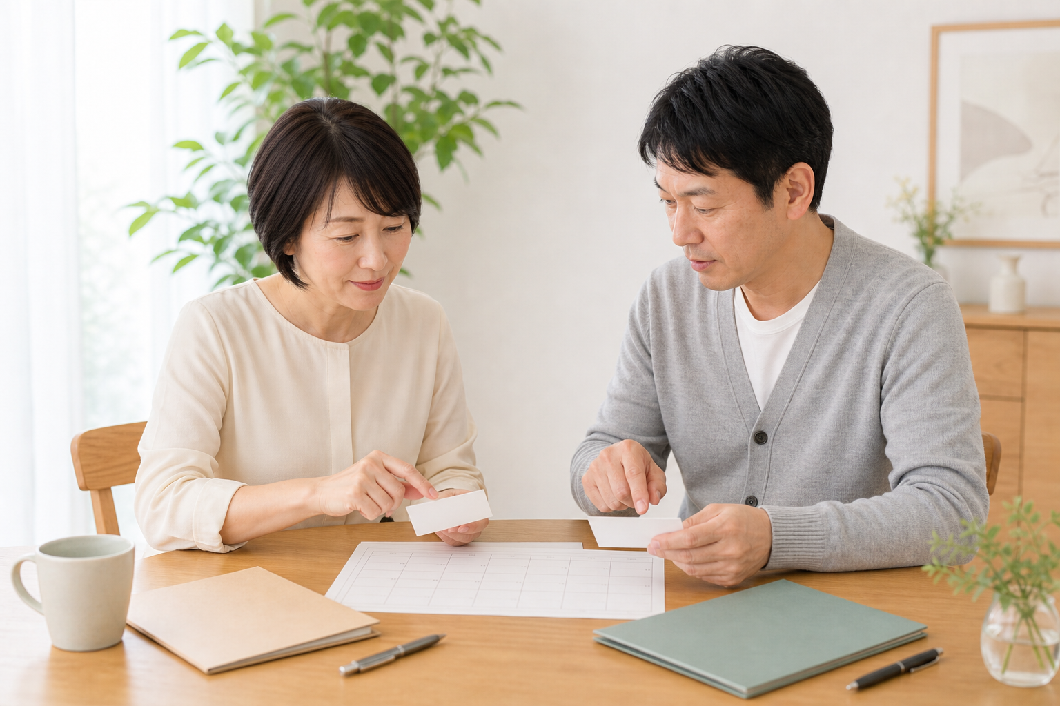 家族と予定や役割を共有する様子