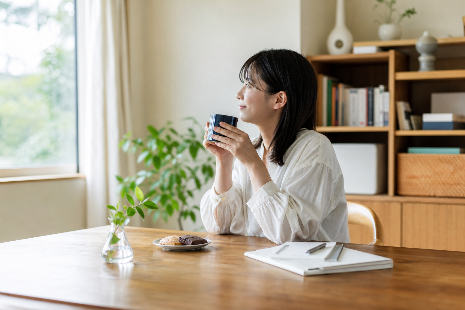 午後の気分転換に。コーヒーとおやつでひと息つく工夫の記事内容を表すイメージ