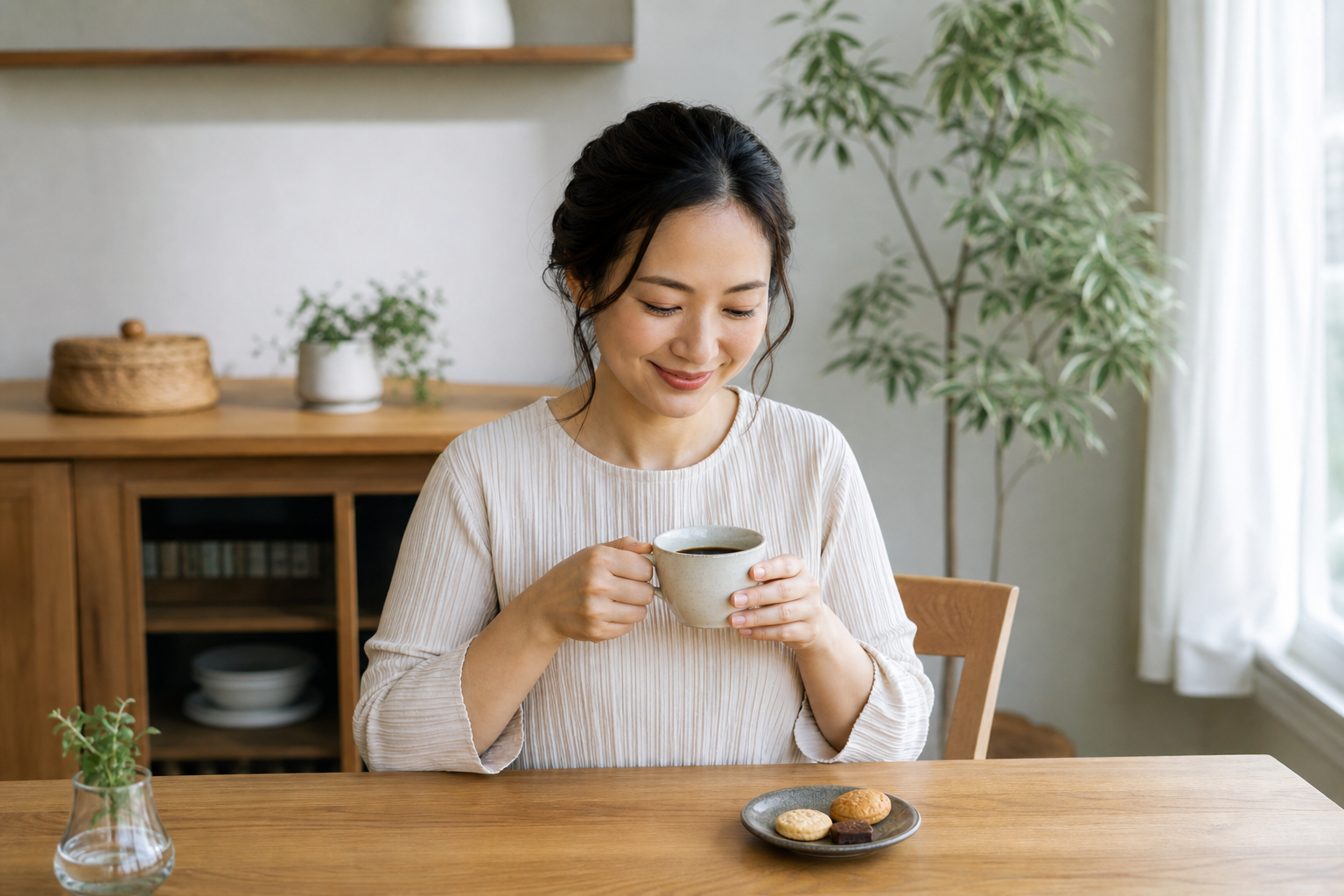 午後の気分転換に。コーヒーとおやつでひと息つく工夫の準備をする様子