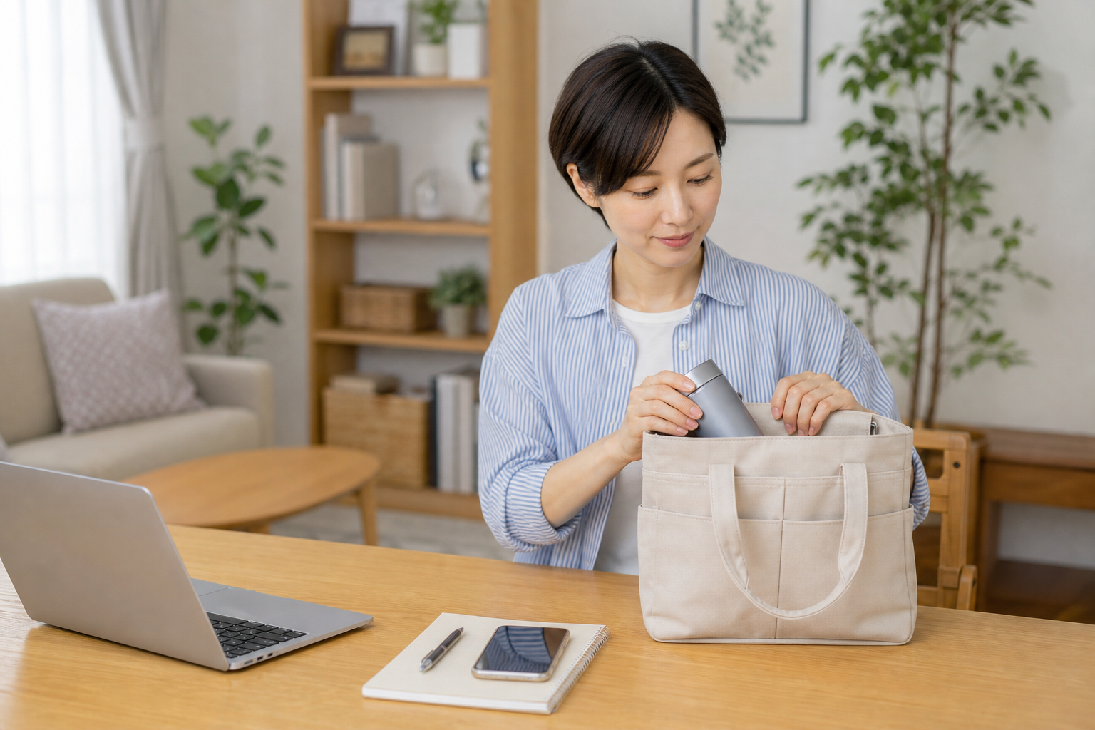 介護中の負担をやわらげる!在宅ワーク向け便利アイテム5選の準備をする様子