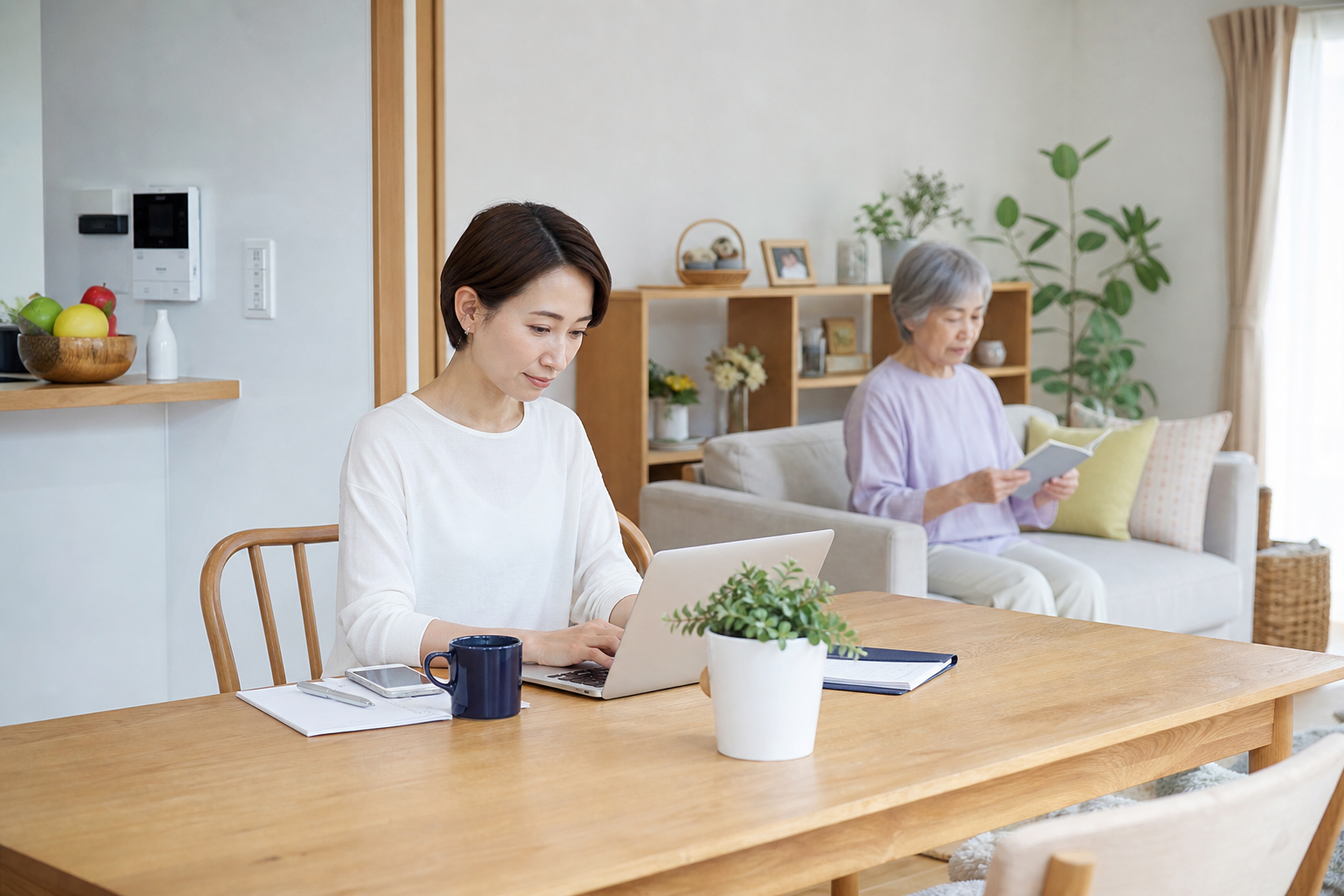 在宅勤務と介護を両立する環境づくりの記事内容を表すイメージ