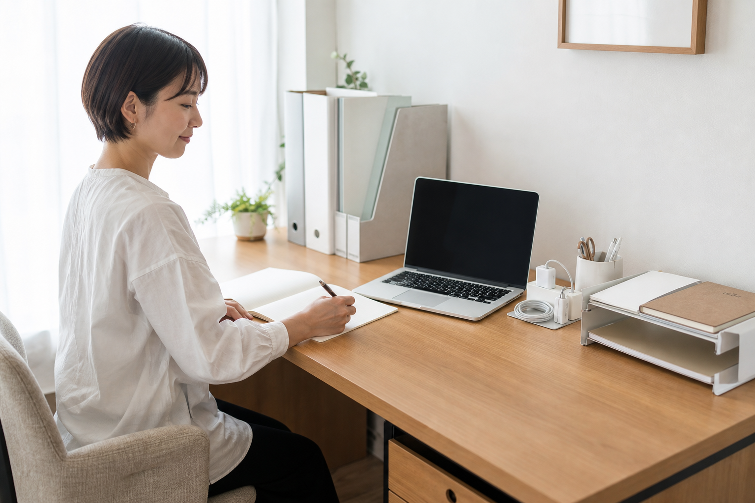 ケーブル・文具・資料が散らばらない、デスク周りの5つの習慣の記事内容を表すイメージ