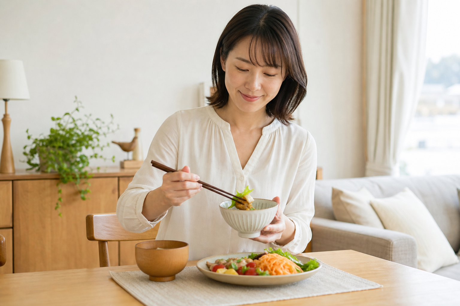 ランチ後すぐ動けるための“軽め＆栄養バランス”レシピの準備をする様子